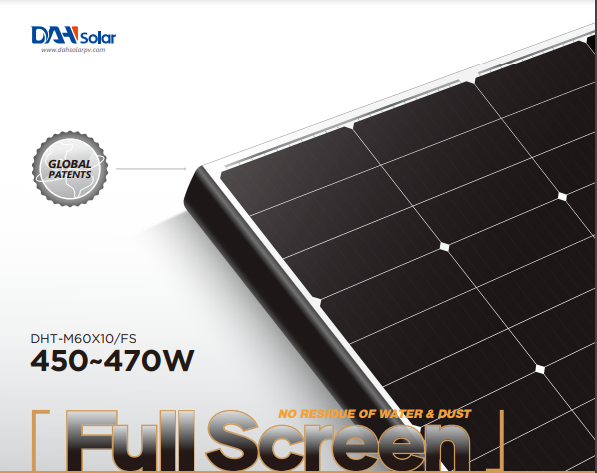 DAH Solar Solarmodul DHT-M60X10/FS Mono 460Wp Vollbild / Schwarzer Rahmen