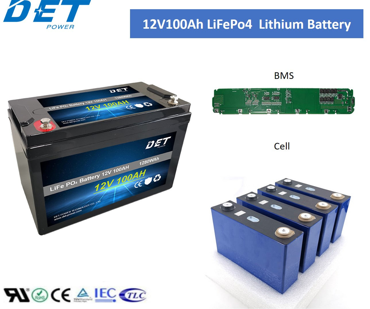 Det Power Technology Co., Ltd - Speicher - 12V 100Ah LiFePo4 CPLI-12100 - Art. 20151