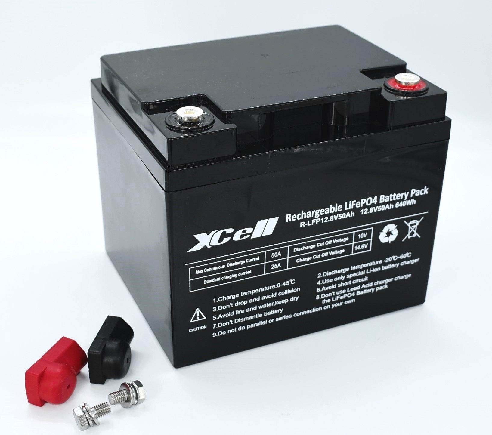 XCELL LFP1250L LiFePO4 Akku mit 12,8 V und 50 Ah