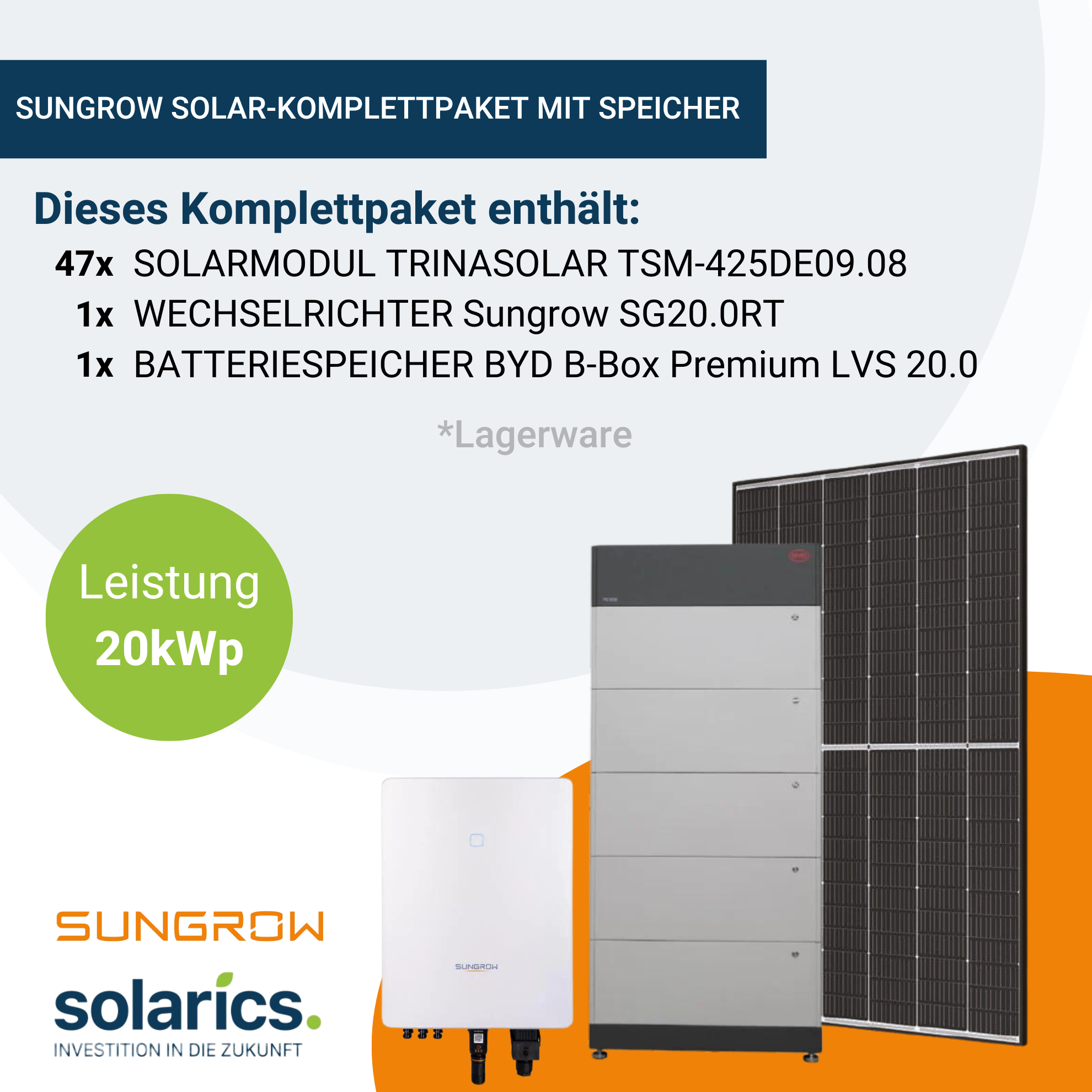 20kWp SUNGROW Solar-Komplettpaket mit Speicher