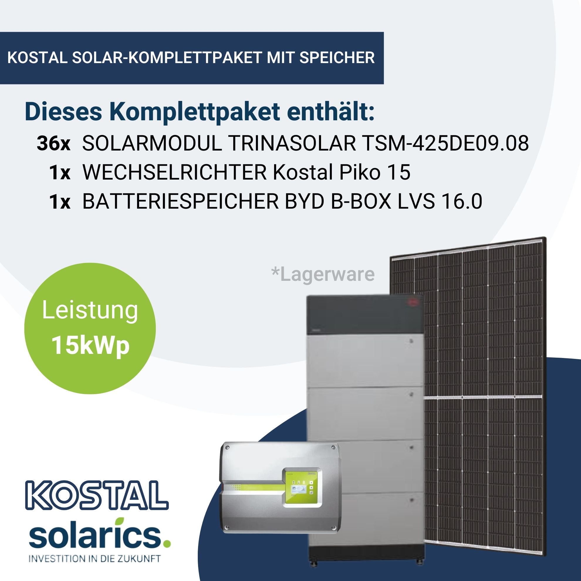 15kWp KOSTAL Solar-Komplettpaket mit Speicher