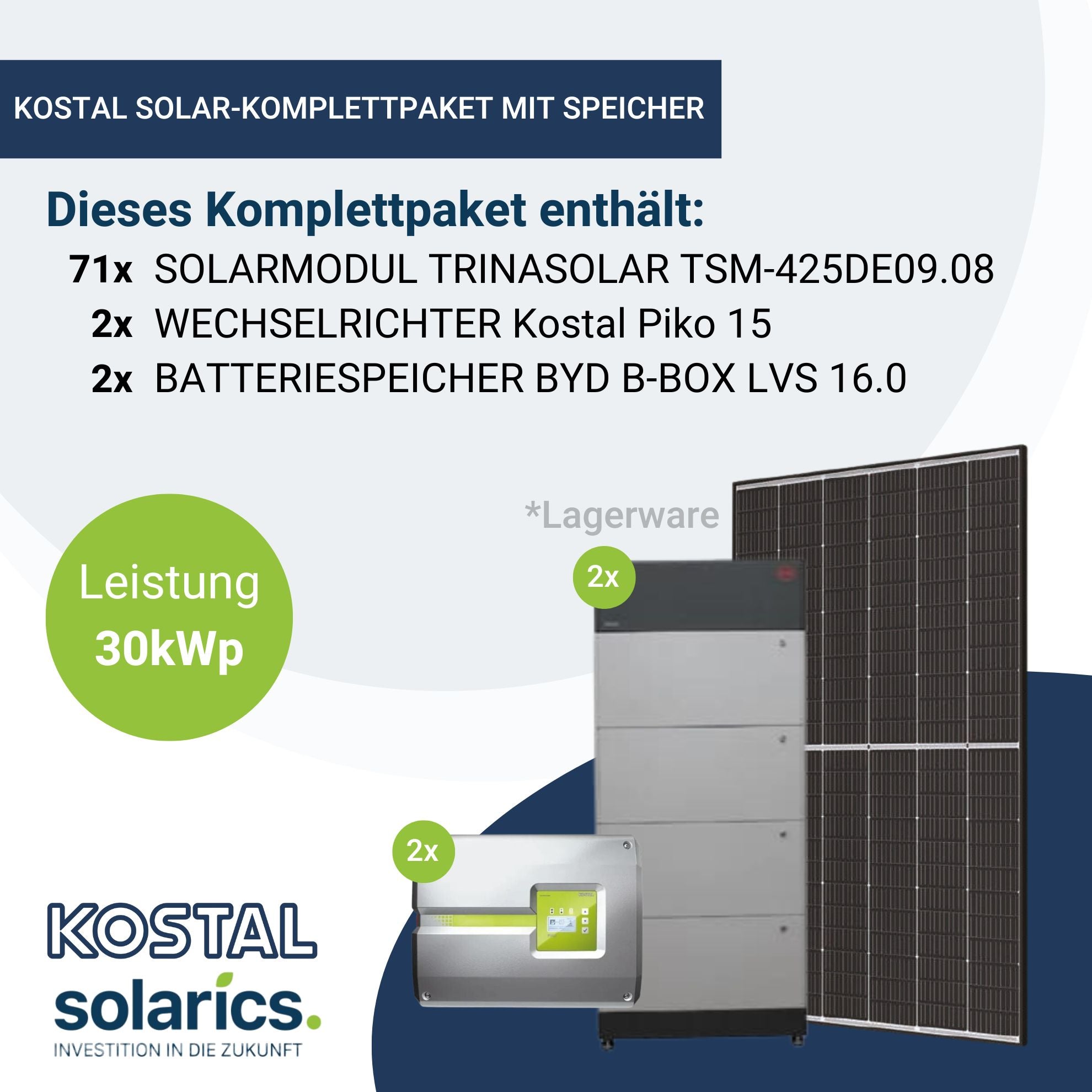 30kWp KOSTAL Solar-Komplettpaket mit Speicher
