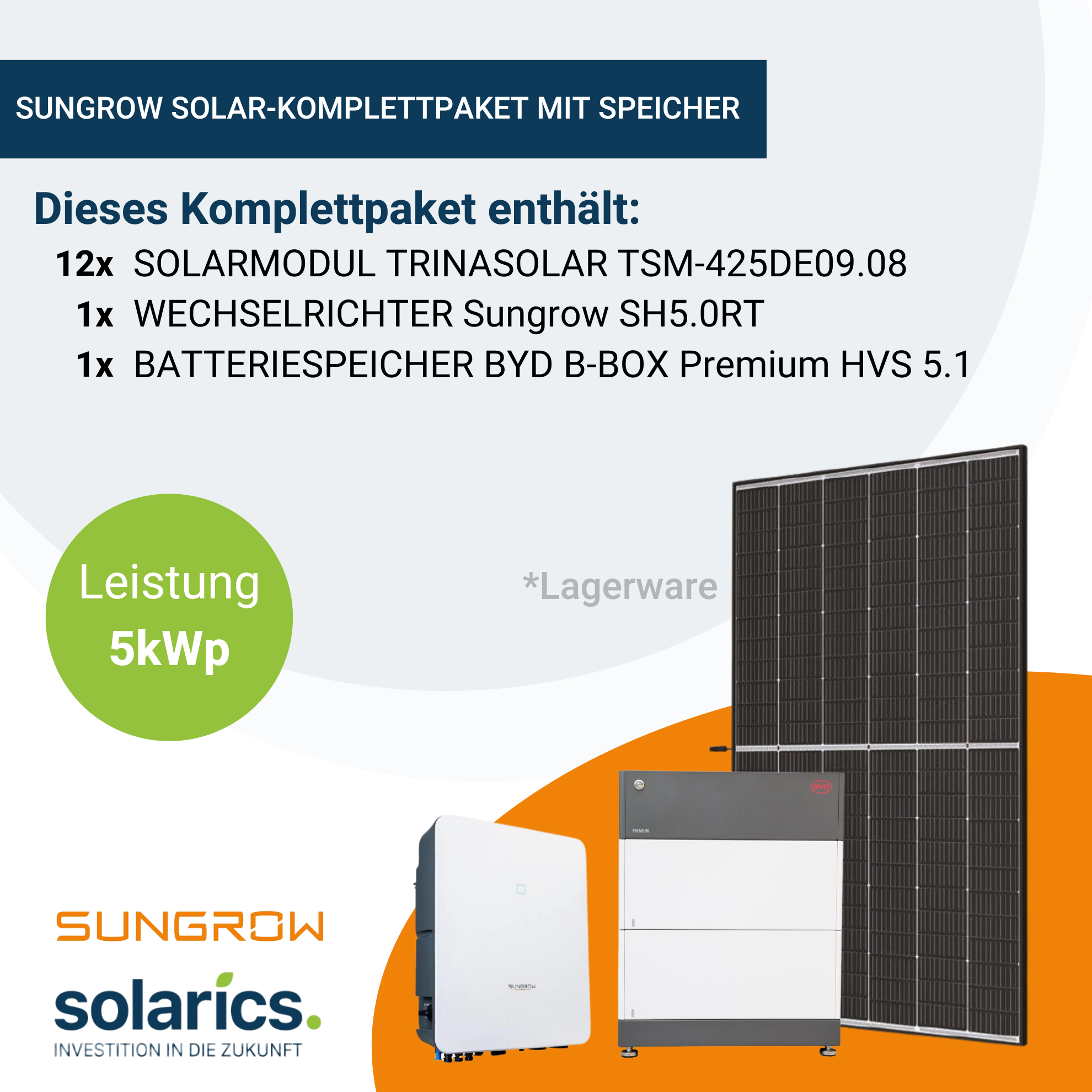 5kWp SUNGROW Solar-Komplettpaket mit Speicher