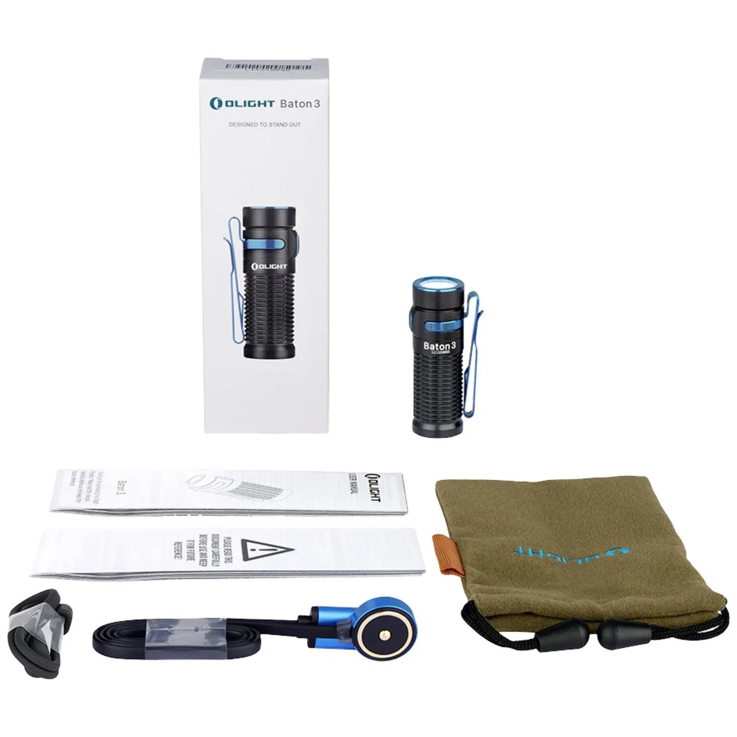 OLight Baton 3 Premium Edition Professionelle LED Taschenlampe mit Ladecase