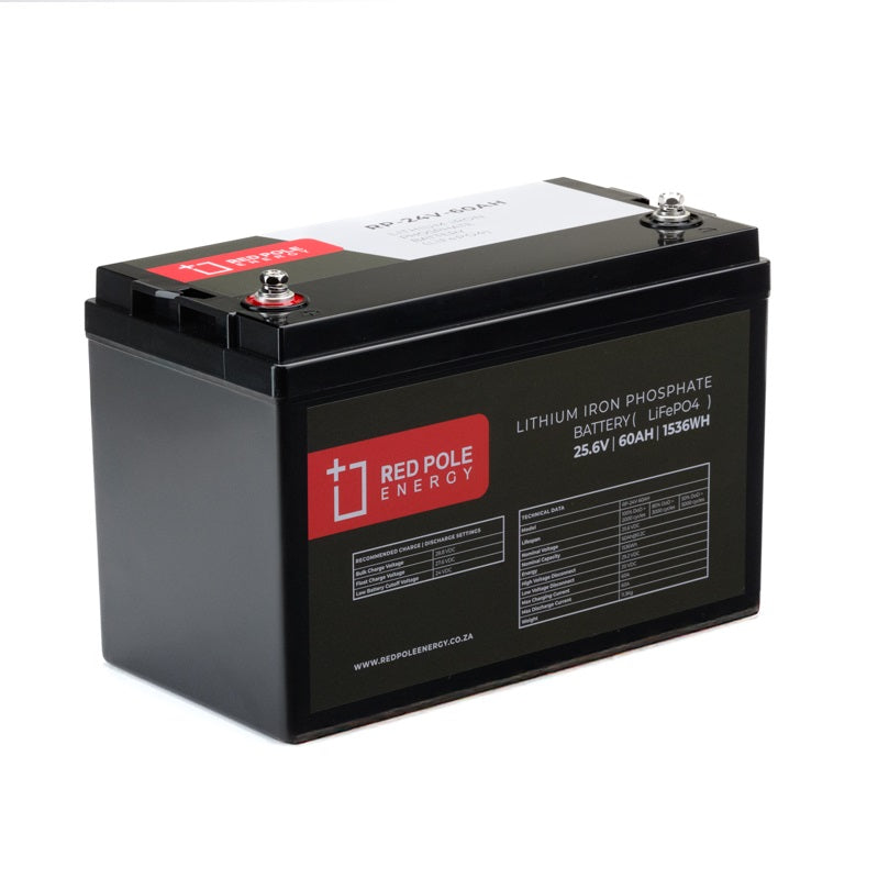 Red Pole Energy - Speicher - 24V 60Ah 1536Wh Lithium Battery – 3kVA Inverter... RP-24V-60AH - Art. 38544