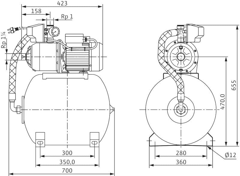 Wilo Hochdruck-Kreiselpumpe MultiPress HMP 604,Rp11/4/R1,230V,1.09kW