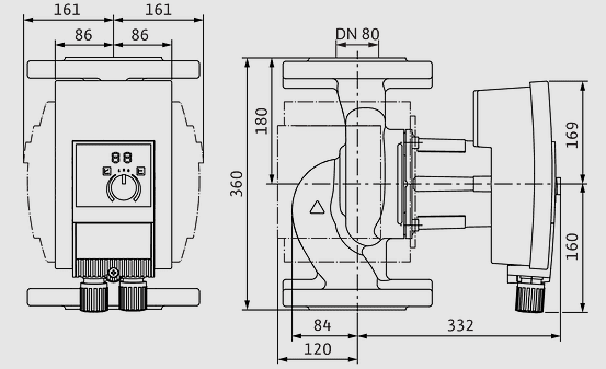 WILO Heizungspumpe Yonos MAXO plus 80/0,5-6 PN6 360mm - Art. 2120617