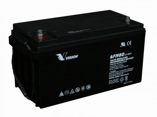 Vision Bleiakku 6FM80X mit 12V und 80Ah - Langlebige 10 Jahres Standby Batterie