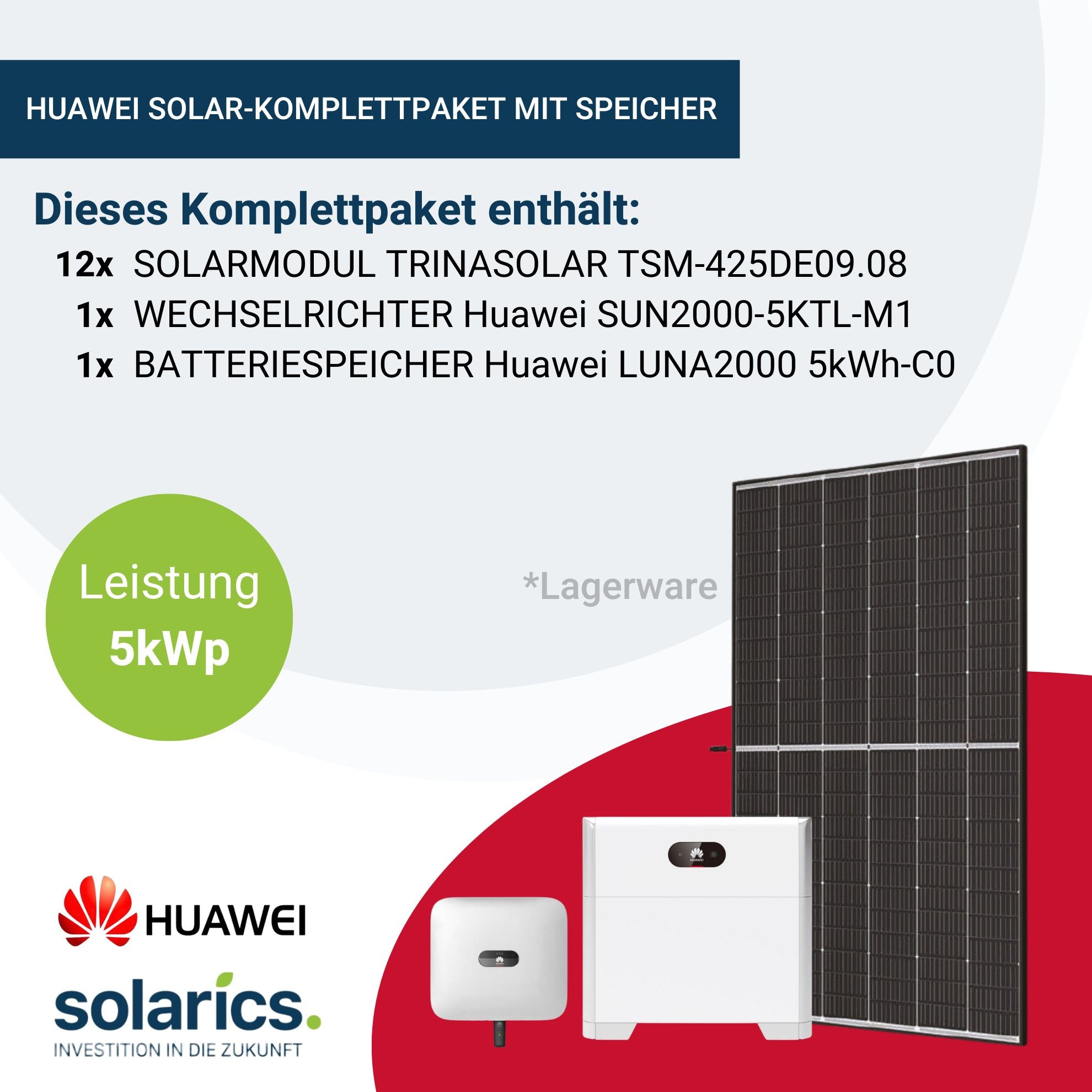 5kWp Huawei Solar-Komplettpaket mit Speicher