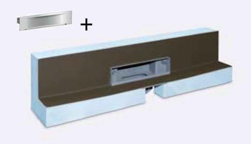 KESSEL Einbauboard 900 mit Wandablauf Scada Grundkörper LED RGB und Ablaufblende (Wave)