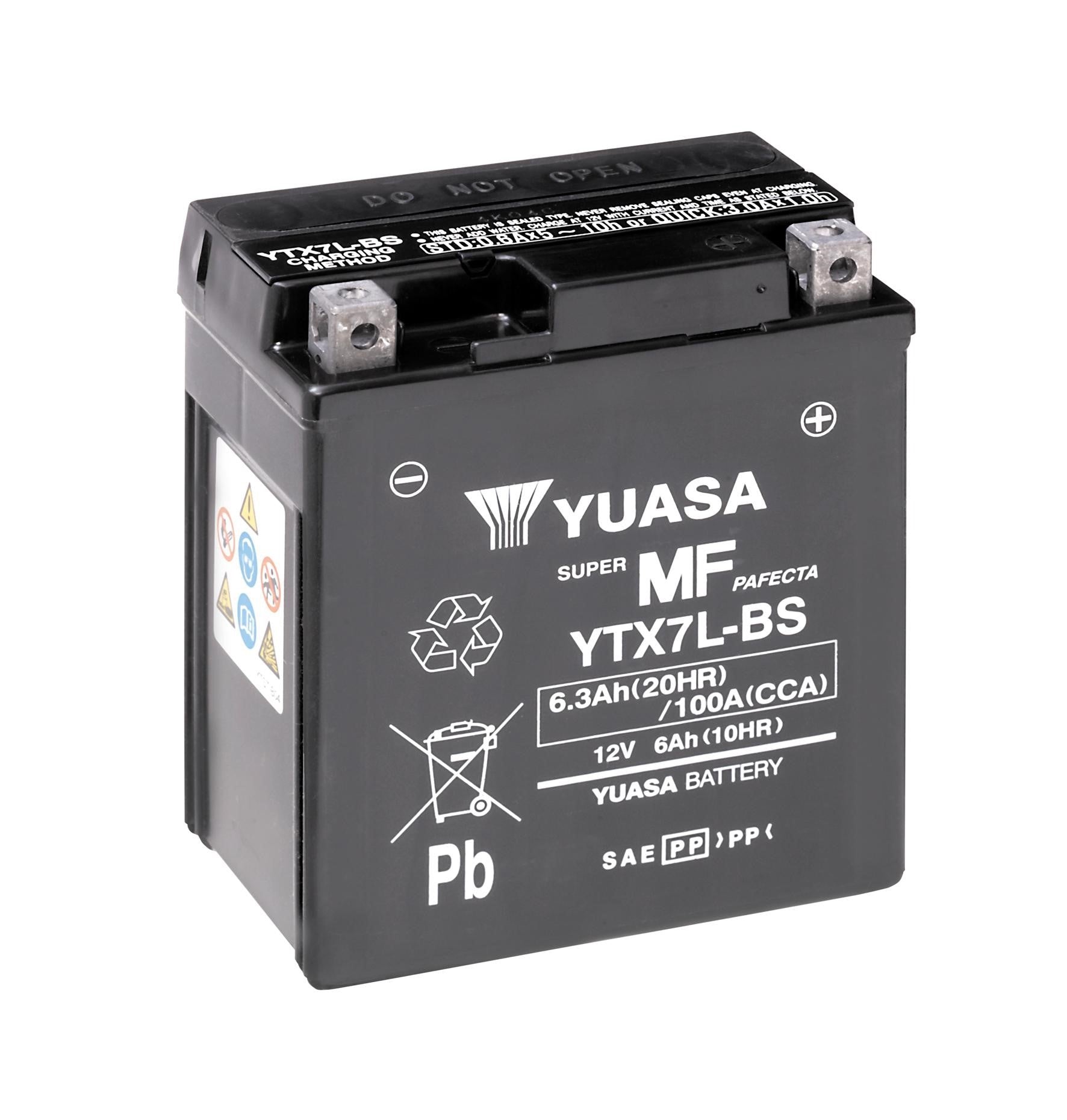 Yuasa Motorradbatterie YTX7L-WC / YTX7L-BS 12V 6Ah (6,3Ah) (AGM Wartungsfrei)