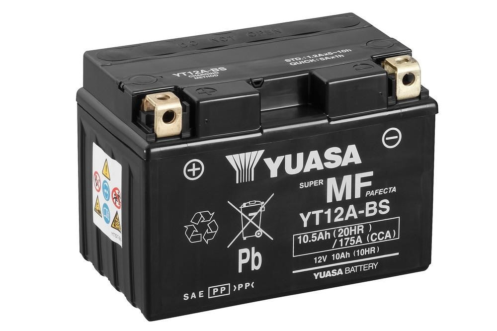 Yuasa Motorradbatterie YT12A-BS / YT12A-WC 12V 10,5Ah (Wartungsfrei)
