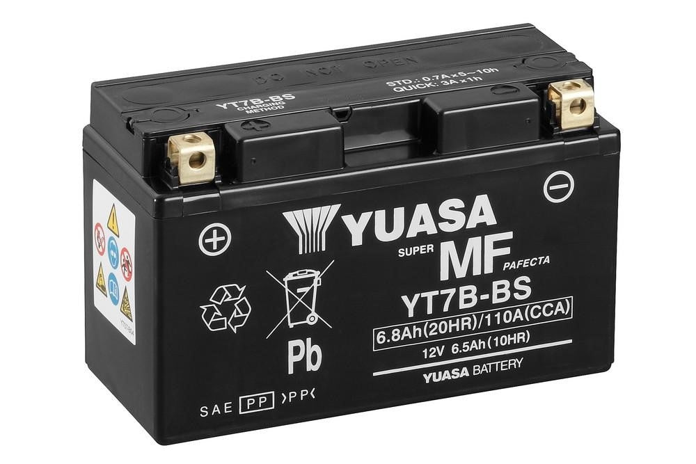 Yuasa Motorradbatterie YT7B-BS 12V 6,8Ah (AGM Wartungsfrei)