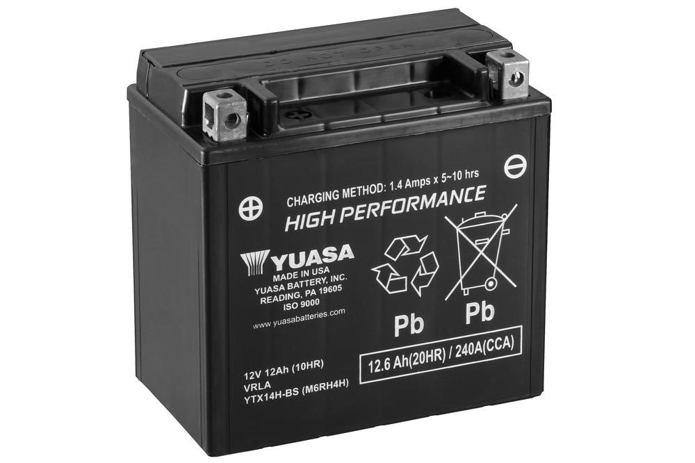 Yuasa High Performance Motorradbatterie YTX14H-WC 12V 12Ah (12,6Ah) (AGM Wartungsfrei)