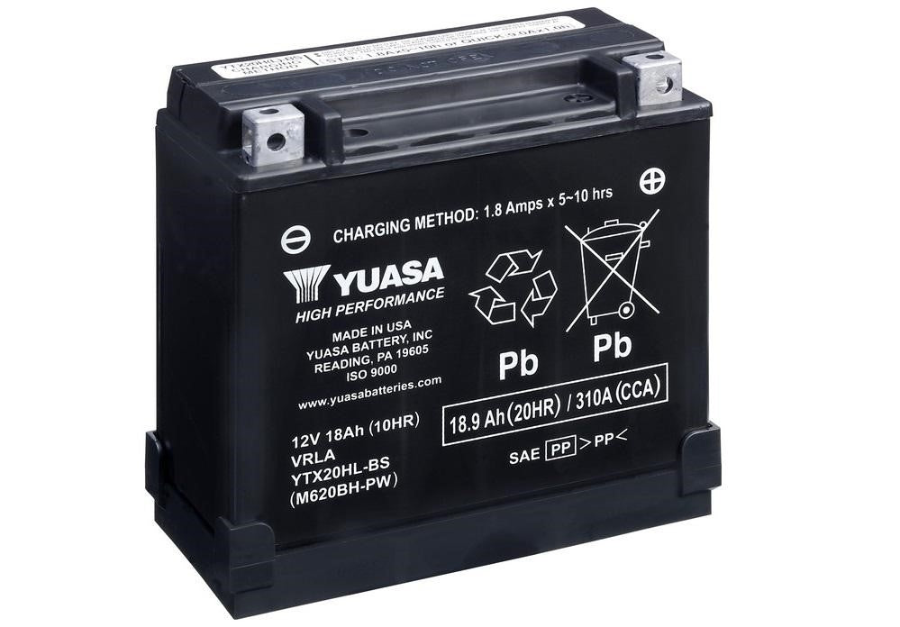 Yuasa High Performance Motorradbatterie YTX20HL-BS / YTX20HL-WC 12V 18Ah (18,9Ah) (AGM Wartungsfrei)