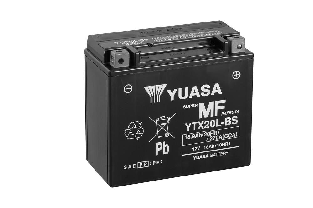 Yuasa Motorradbatterie YTX20L-BS / YTX20L 12V 18Ah (18,9Ah) (AGM Wartungsfrei)