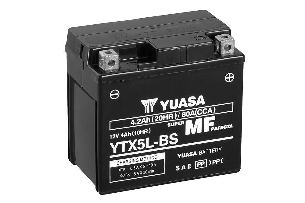Yuasa Motorradbatterie YTX5L-BS / YTX5L 12V 4Ah (4,2Ah) (AGM Wartungsfrei)