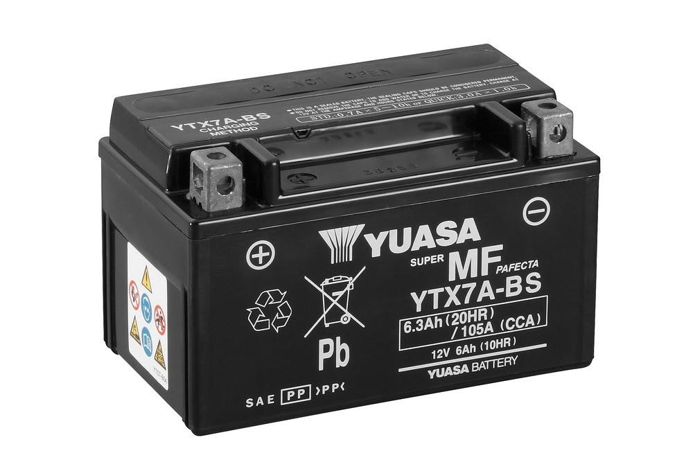 Yuasa Motorradbatterie YTX7A-BS 12V 6Ah (6,3Ah) (AGM Wartungsfrei)