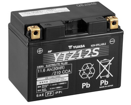 Yuasa High Performance Motorradbatterie YTZ12S-WC / YTZ12S 12V 11Ah (11,6Ah) (AGM Wartungsfrei)