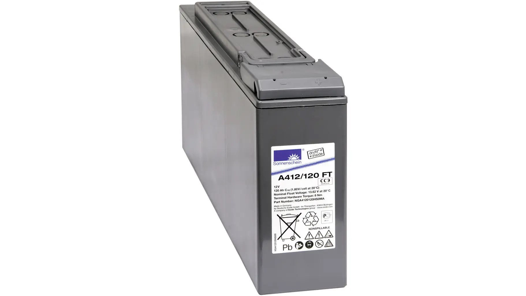 Sonnenschein A412/120 FT - 12 V 120 Ah Front-Terminal Gel-Batterie