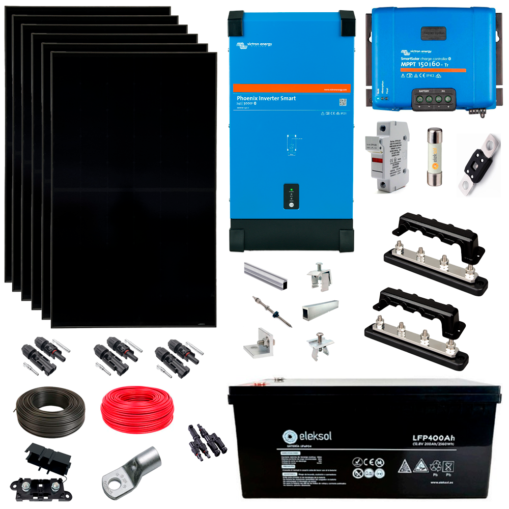 Eleksol KIT Energía Solar Aislado Completo Litio 2400Wh