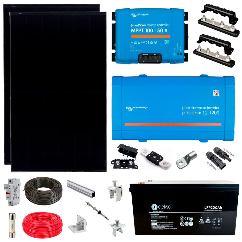 Eleksol KIT Energía Solar Aislado Completo Litio 400Wh inversor 1200