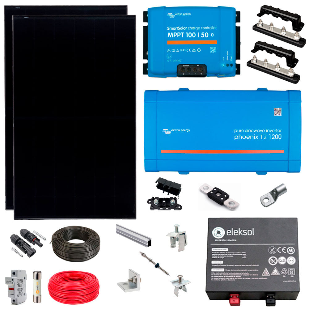 Eleksol KIT Energía Solar Aislado Completo Litio 800Wh