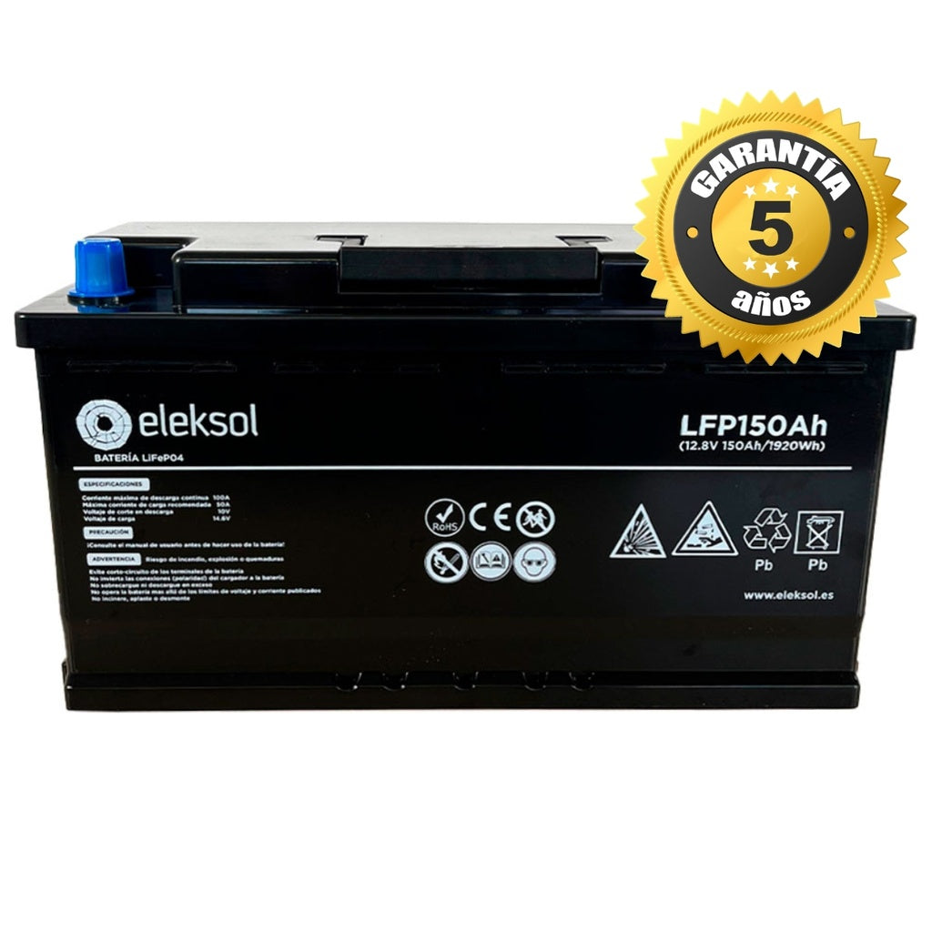 Eleksol Batería de Litio LiFePO4 Eleksol 12,8V 150Ah Bluetooth y BMS V2