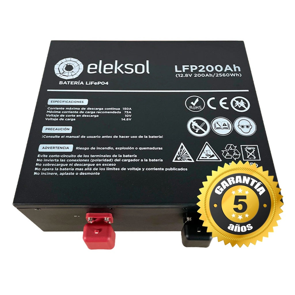 Eleksol Batería de Litio LiFePO4 Bajo Asiento Eleksol 12,8V 200Ah Bluetooth y BMS V2