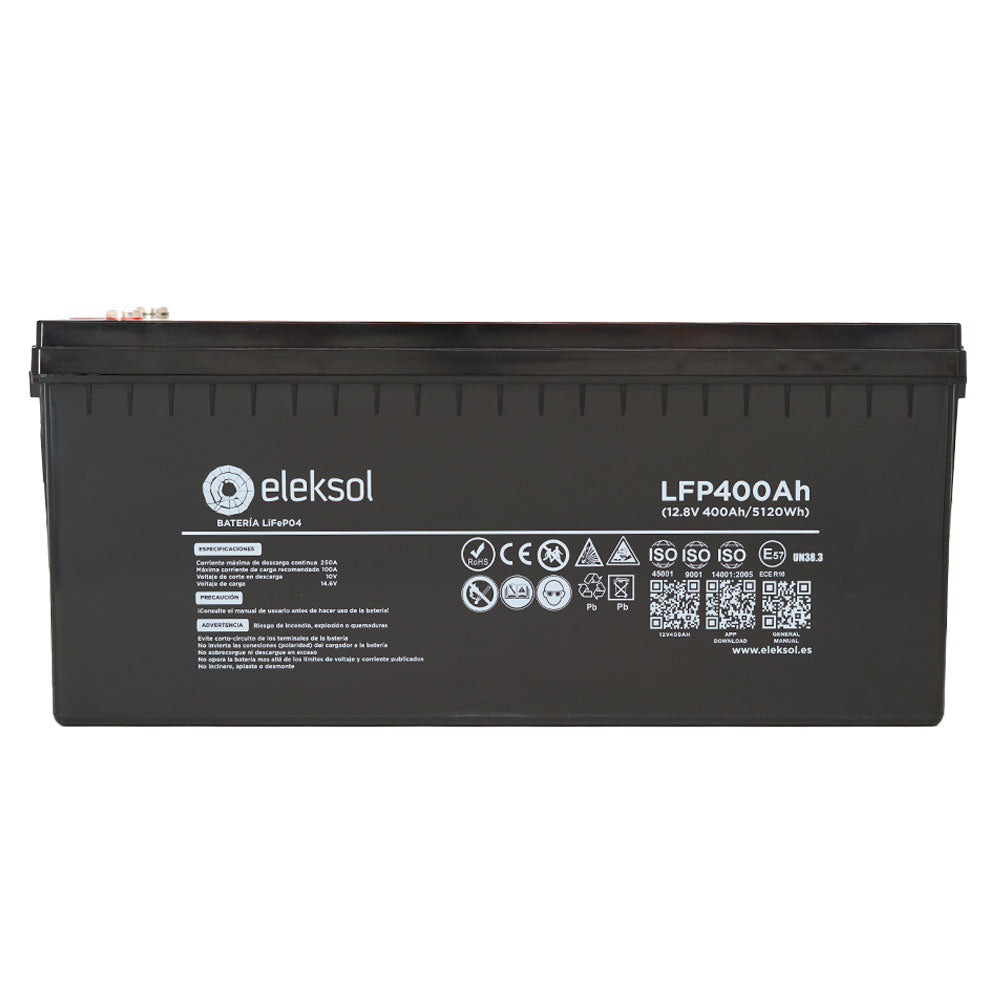 Eleksol Batería de Litio LiFePO4 Eleksol 12,8V 400Ah Bluetooth y BMS V2