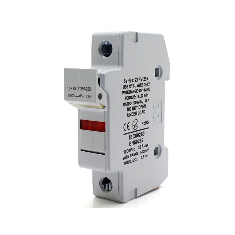 Eleksol Portafusible Cilíndrico Módulo Solar 10x38 32A 1000V DC
