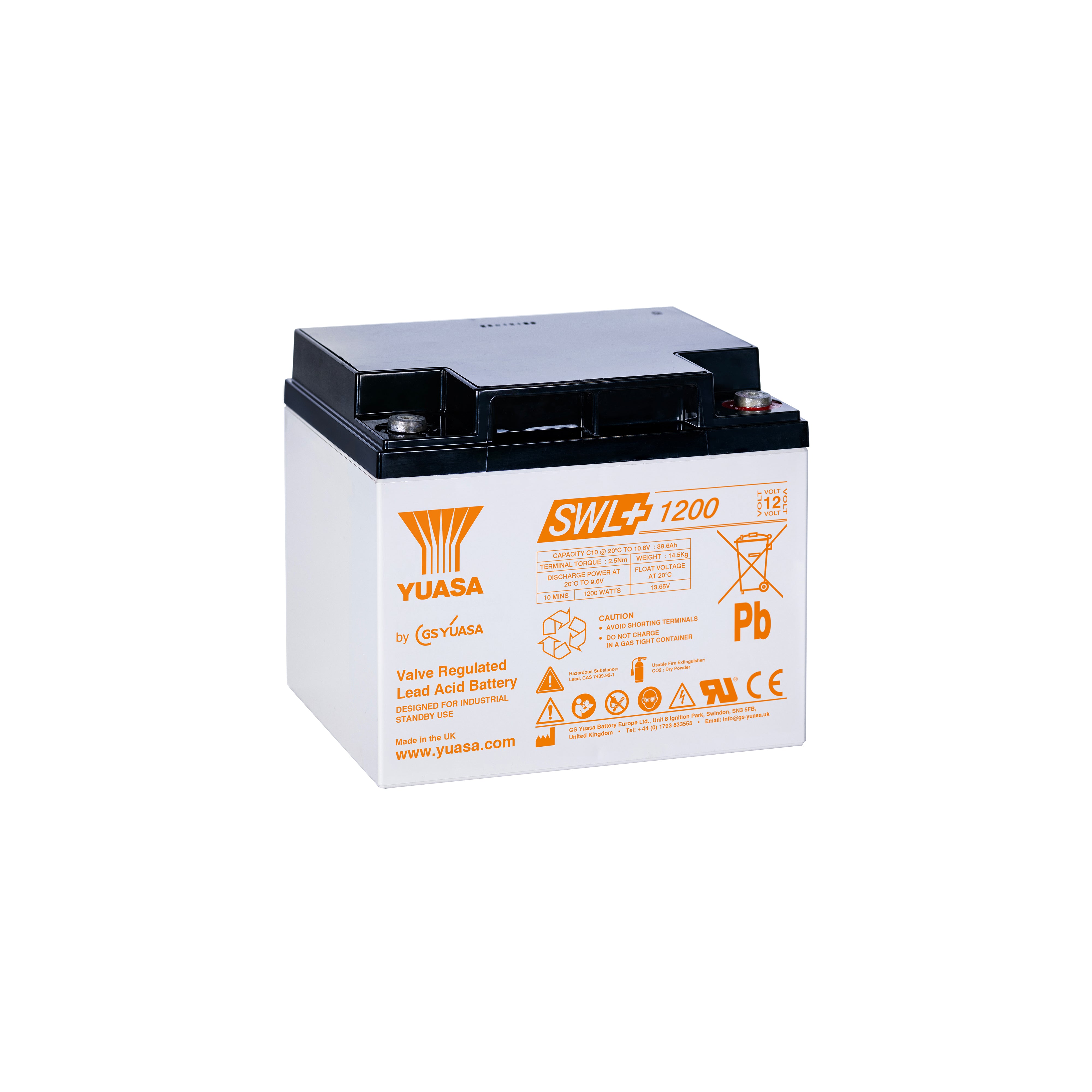 Yuasa SWL+1200 Industrielle VRLA-Batterie - 12V / 40,6Ah (High Performance)