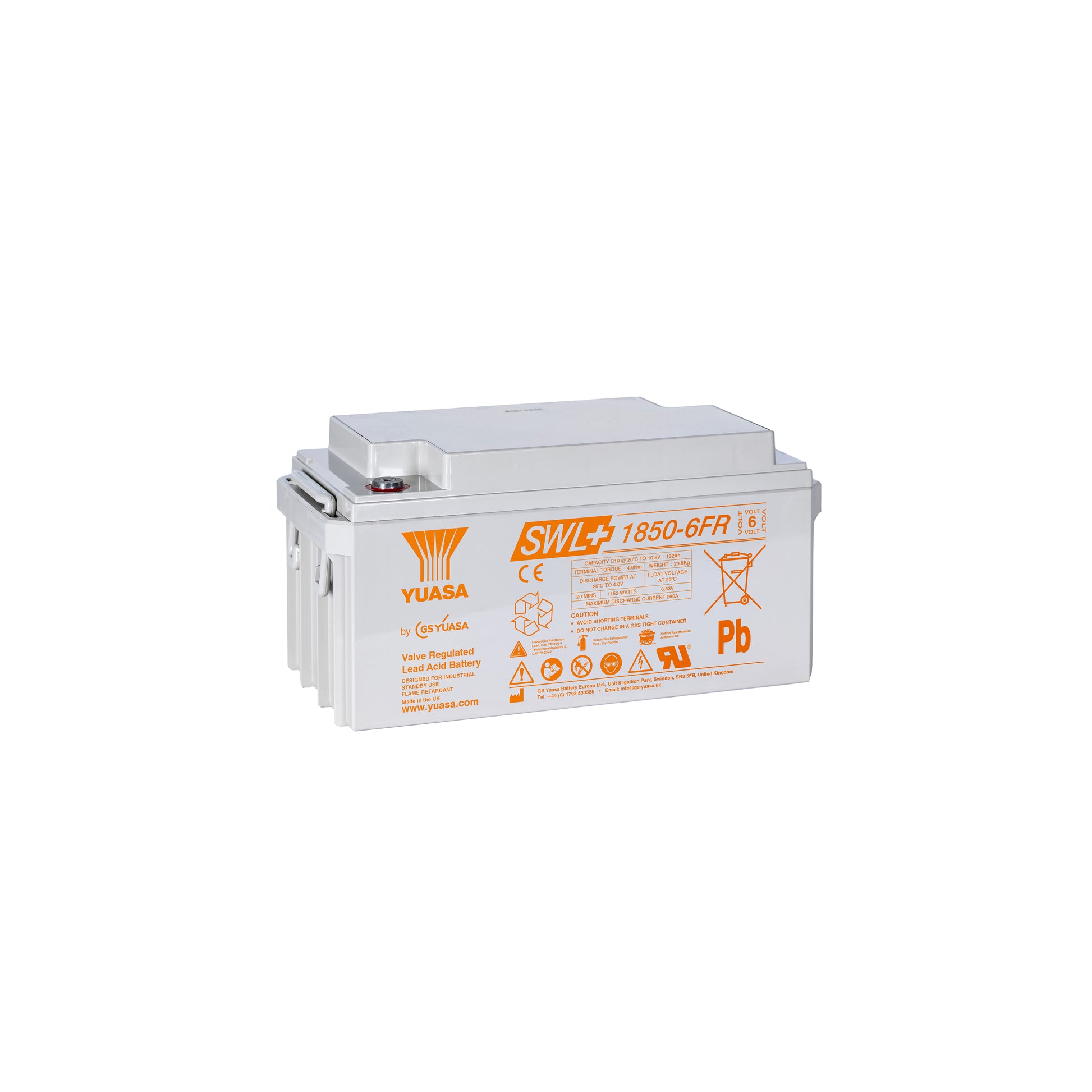 Yuasa SWL+1850-6FR Industrielle VRLA-Batterie - 6V / 148Ah (High Rate Monoblock)