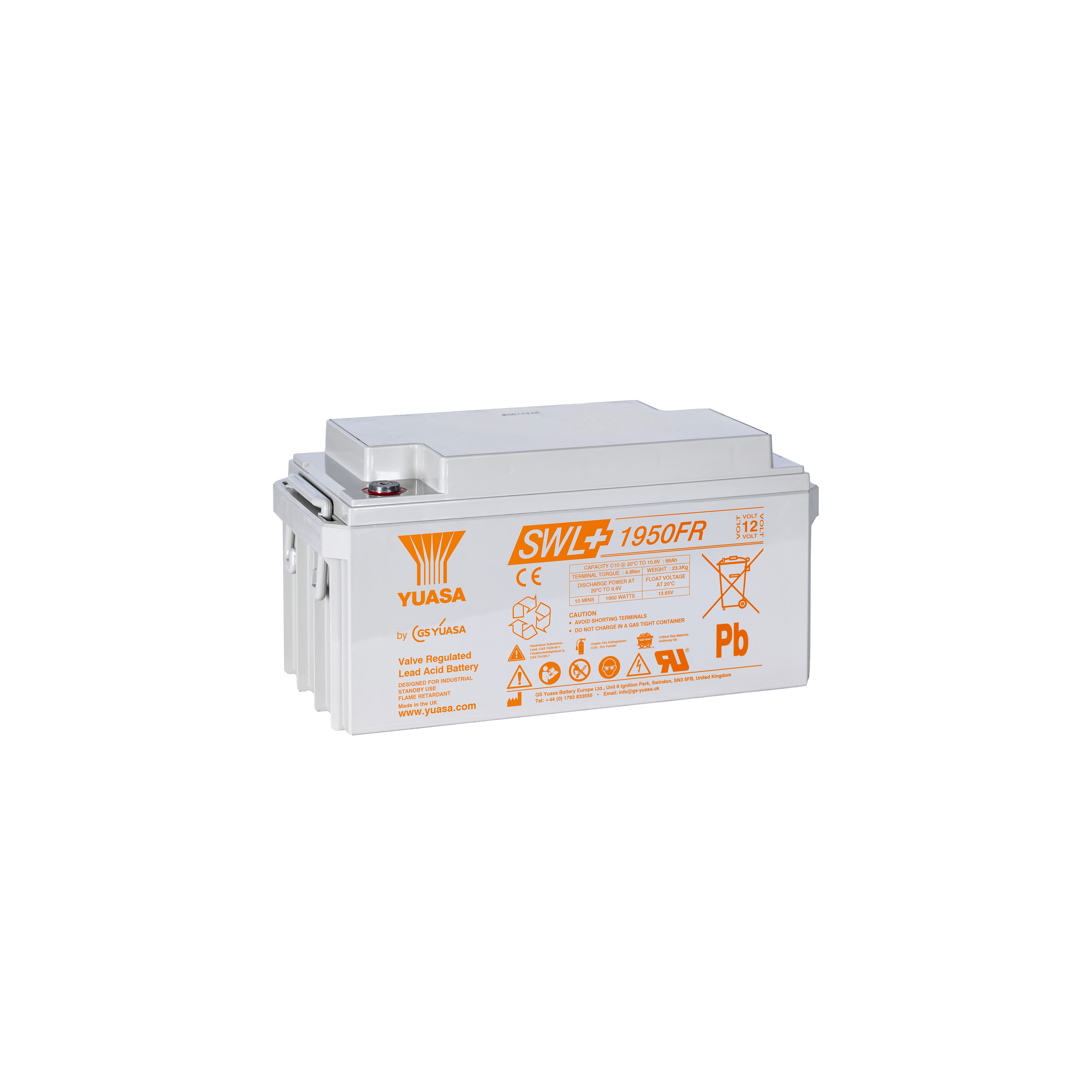 Yuasa SWL+1950FR Industrielle VRLA-Batterie - 12V / 74Ah (Flammhemmend / High Rate Plus)