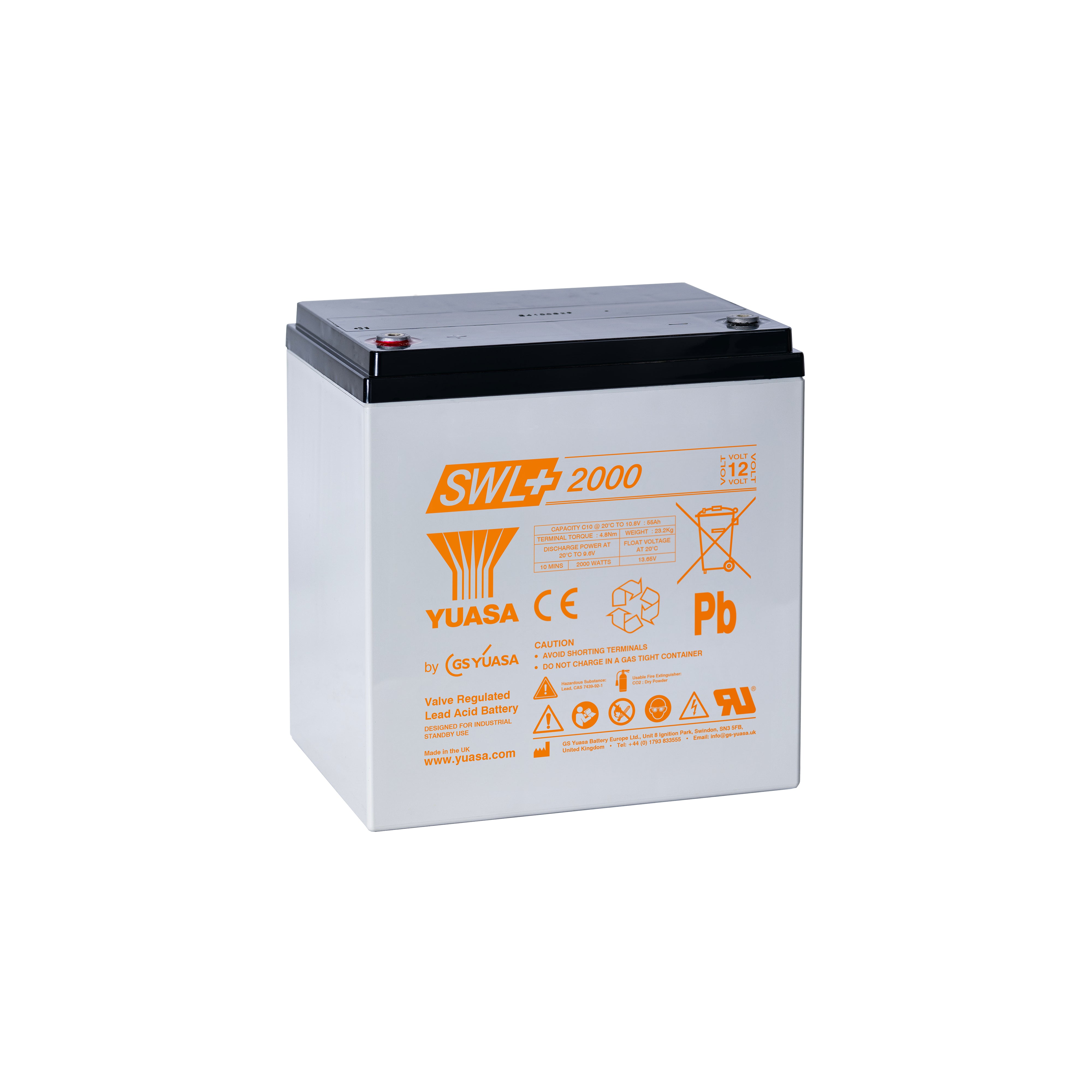 Yuasa SWL+2000 Industrielle VRLA-Batterie - 12V / 57,6Ah (High Performance)