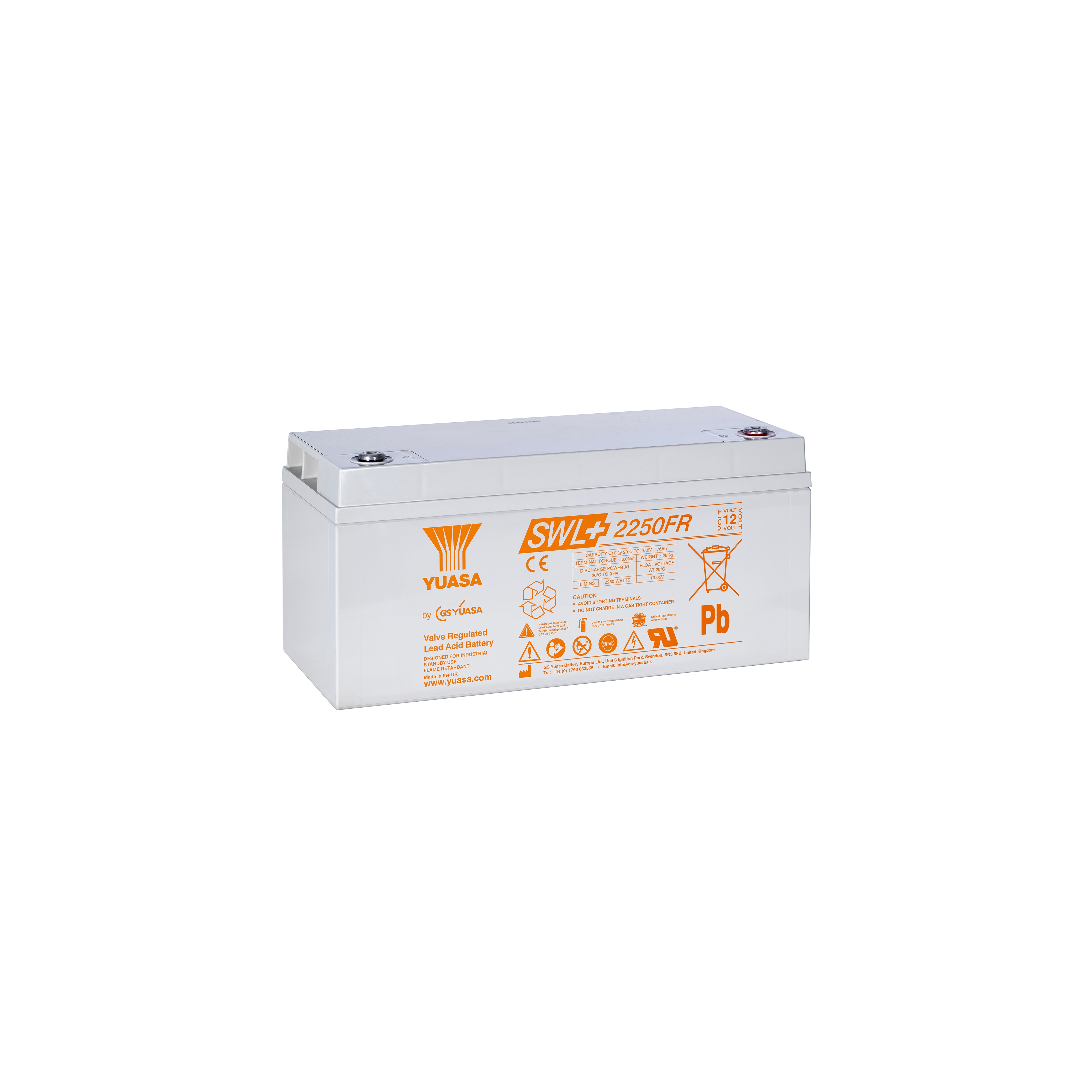 Yuasa SWL+2250FR Industrielle VRLA-Batterie - 12V / 86Ah (Flammhemmend / High Rate Plus)