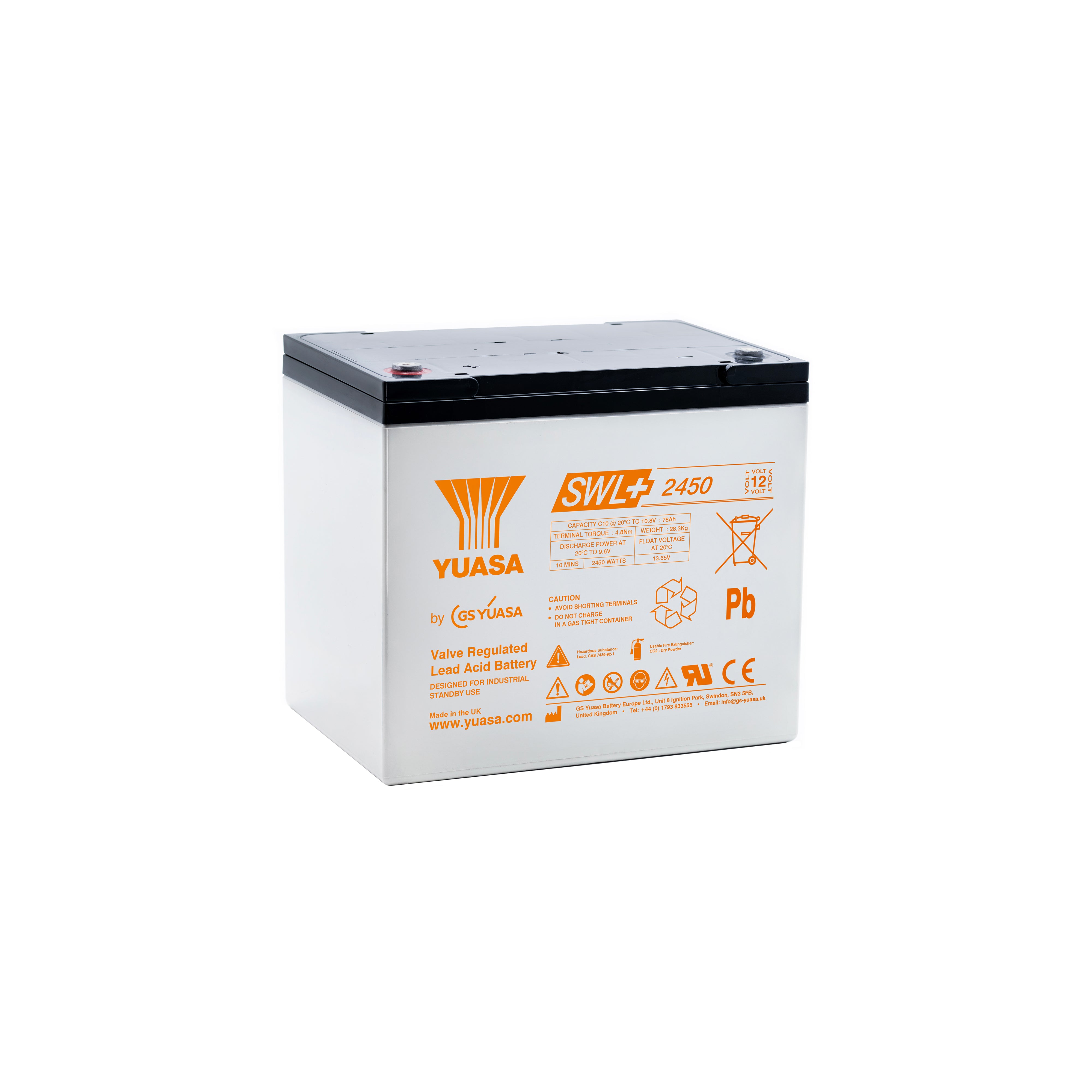 Yuasa SWL+2450 Industrielle VRLA-Batterie - 12V / 80Ah (High Rate Performance)