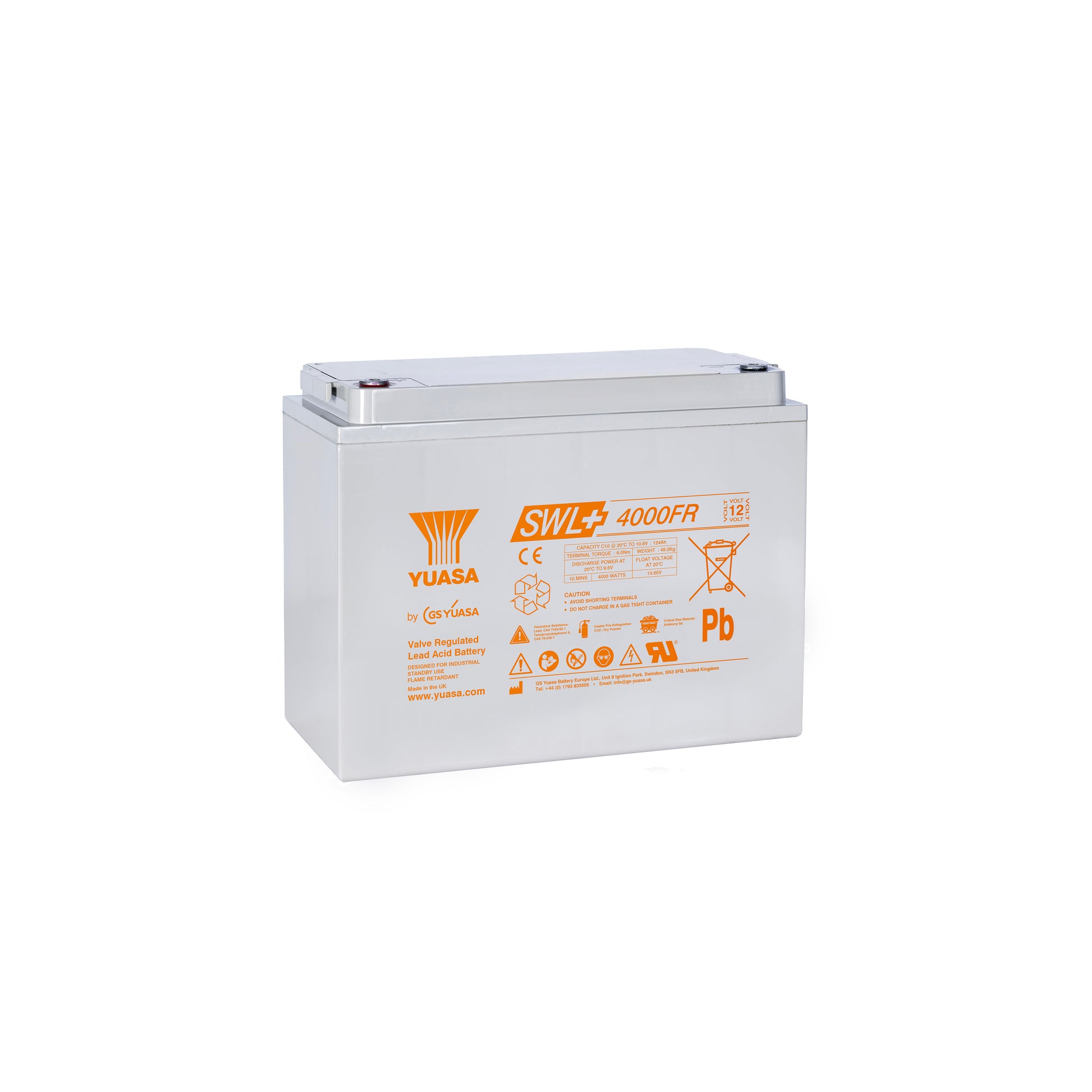 Yuasa SWL+4000FR Industrielle VRLA-Batterie - 12V / 135Ah (Flammhemmend / Ultra High Performance)