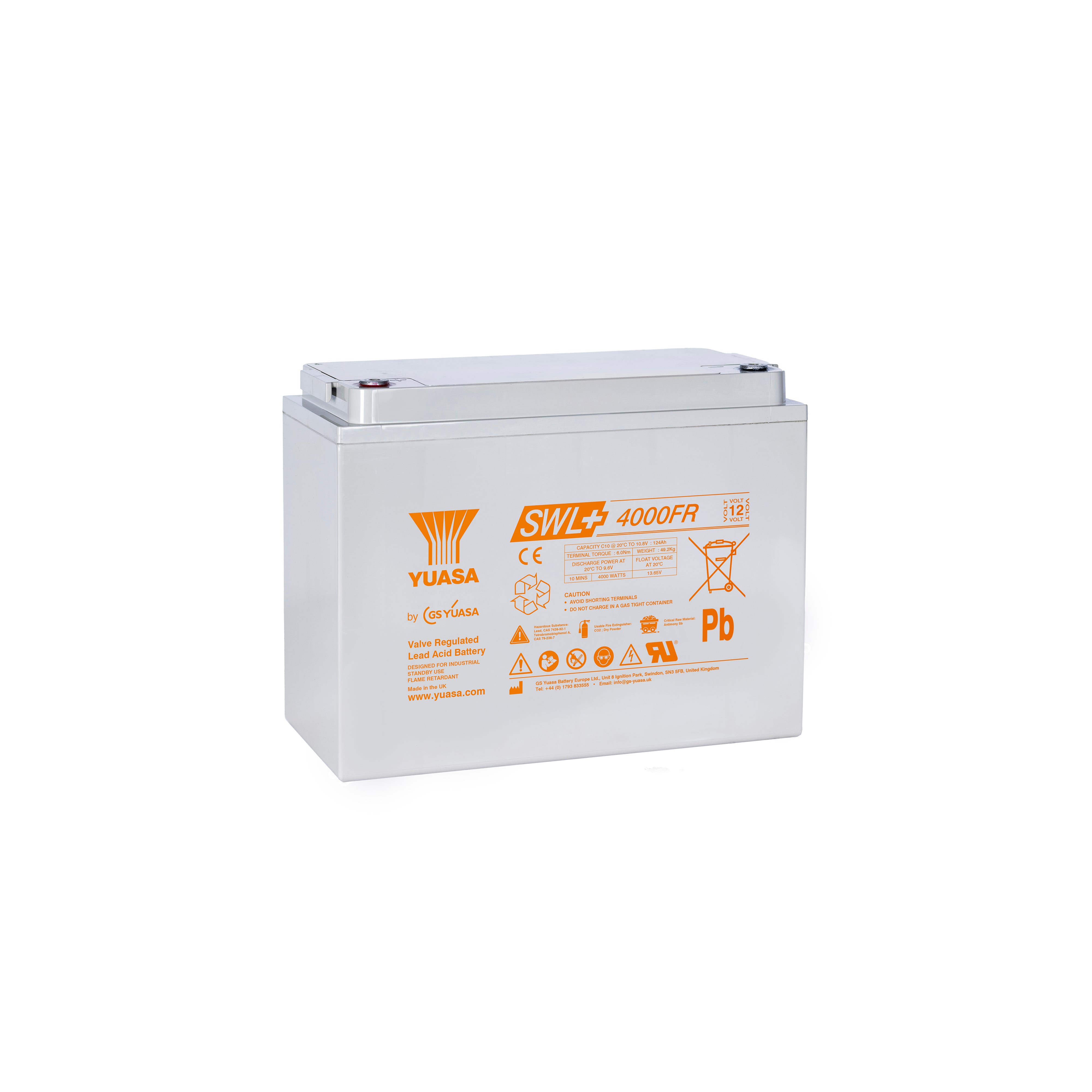 Yuasa SWL+4000FR Industrielle VRLA-Batterie - 12V / 135Ah (Flammhemmend / Ultra High Performance)