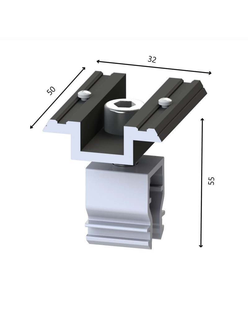 ALUMERO Mittelklammer verstellbar schwarz mit Click 2.1 pin