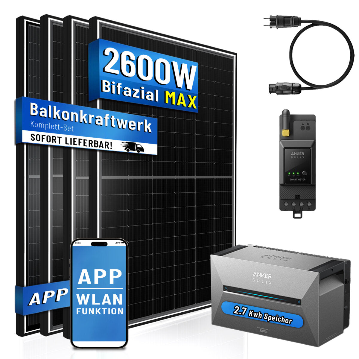 ANKER SOLIX Solarspeicher Balkonkraftwerk 2600W