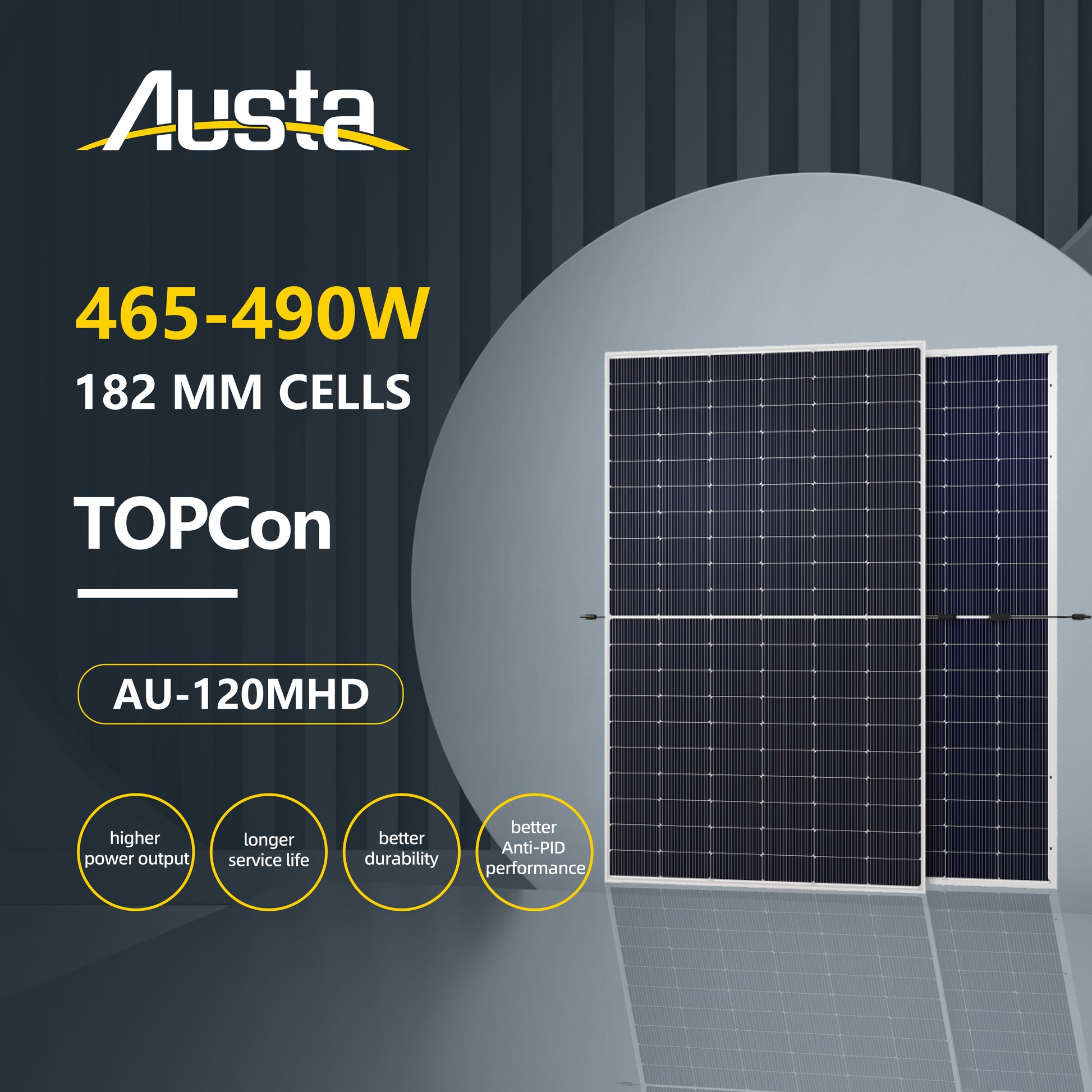 Austa Energy - Solarmodul - AU-120MHD (182) 465-490W AU475-30V-MHD - Art. 217116