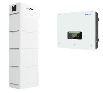 Axitec + SOFAR AXIstorage Li SV2 13.5 + HYD 15KTL-3PH Hybrid-WR
HV-Speichersystem, 13,5 kWh nutzbar, 3-phasig