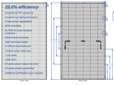 Auxin Solar Inc. - Solarmodul - Axn10b Bifacial High Efficiency N Type Glass 480 480 - Art. 231513