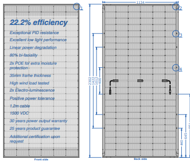 Auxin Solar Inc. - Solarmodul - Axn10b Bifacial High Efficiency N Type Glass 580 580 - Art. 231515