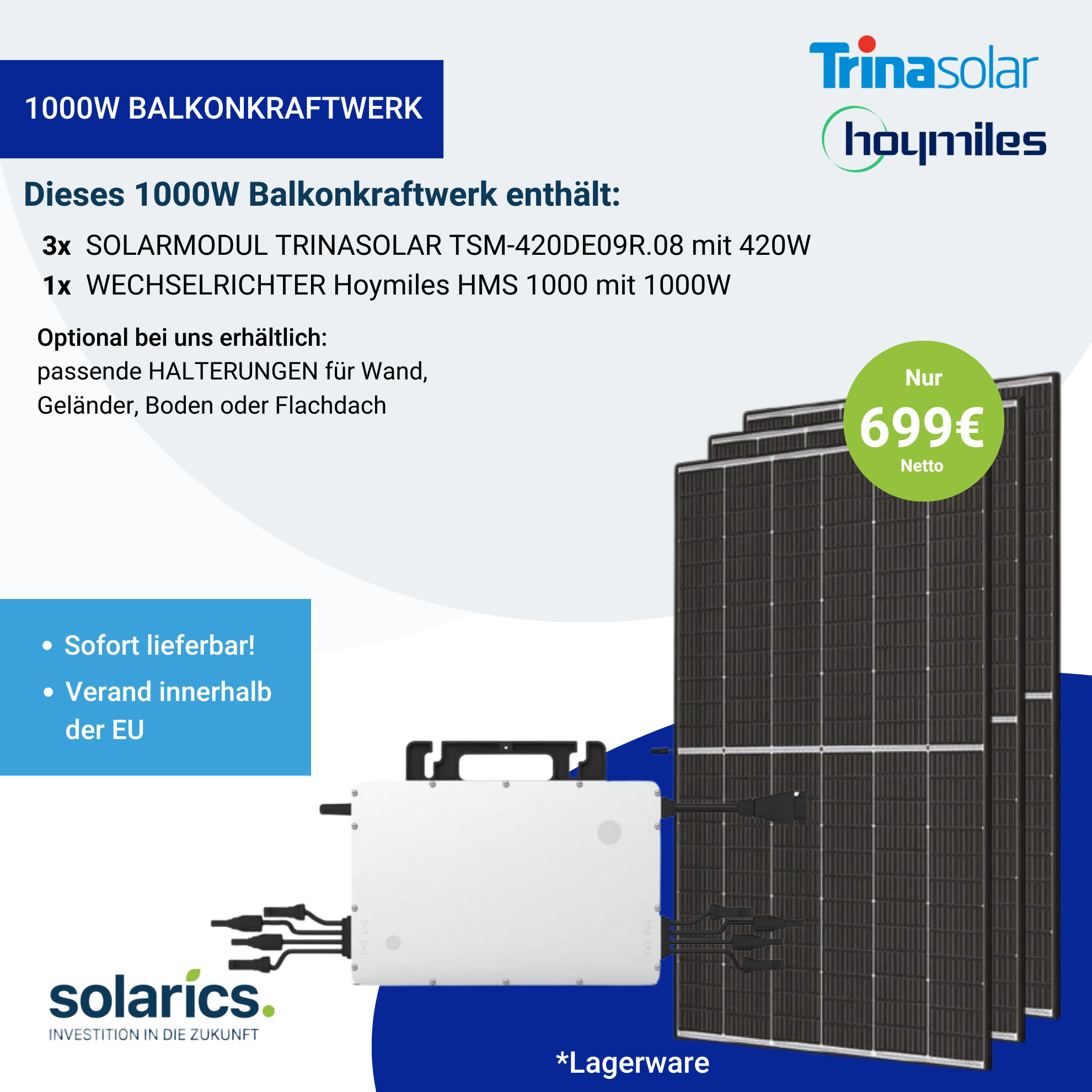 1000 Watt Mini-Solaranlage / Balkonkraftwerk *sofort lieferbar*