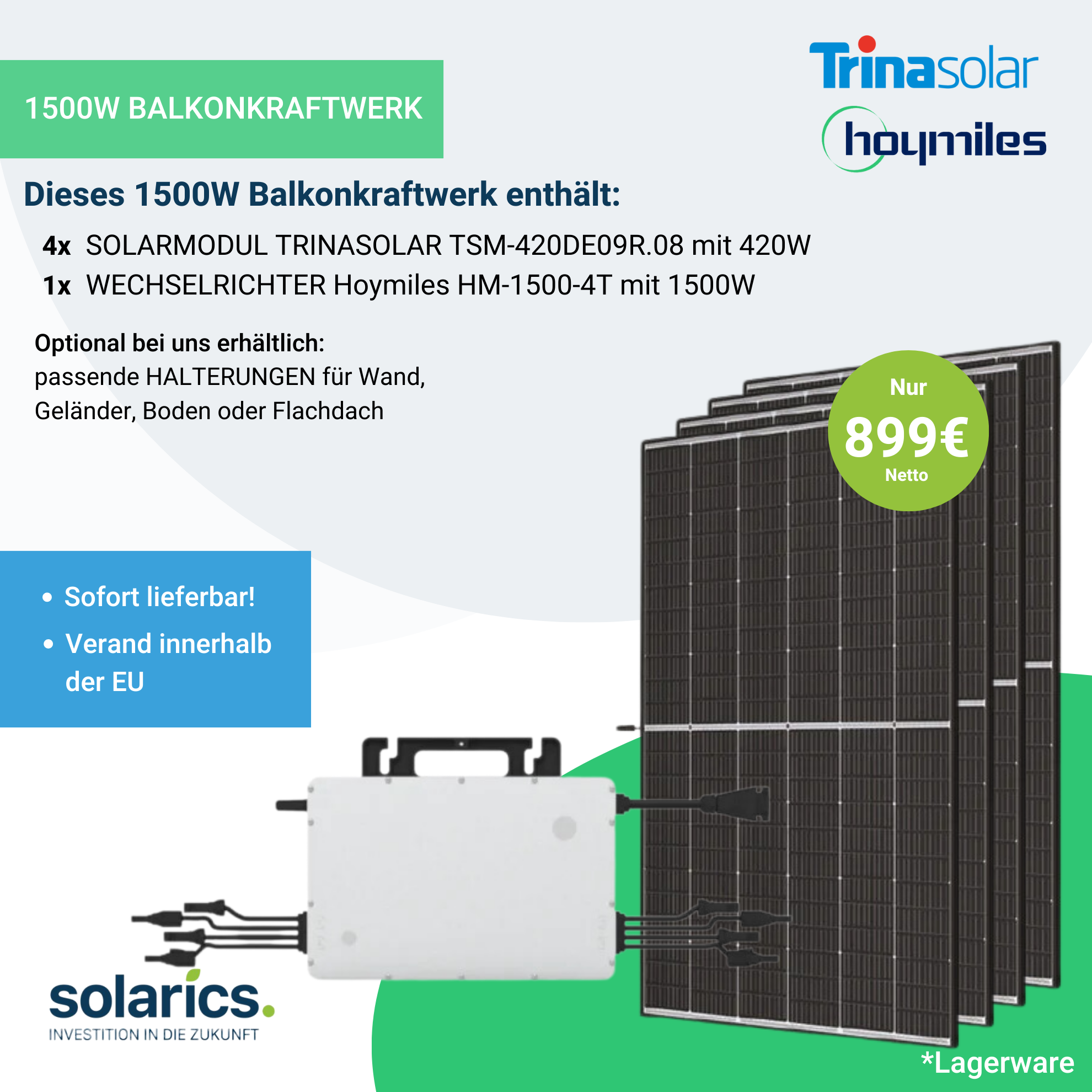 1500 Watt Mini-Solaranlage / Balkonkraftwerk *sofort lieferbar*