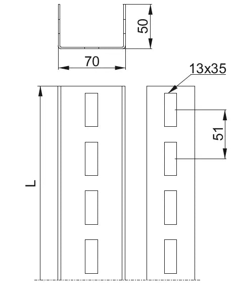 Baks U-Profil CT70H50/3NMC