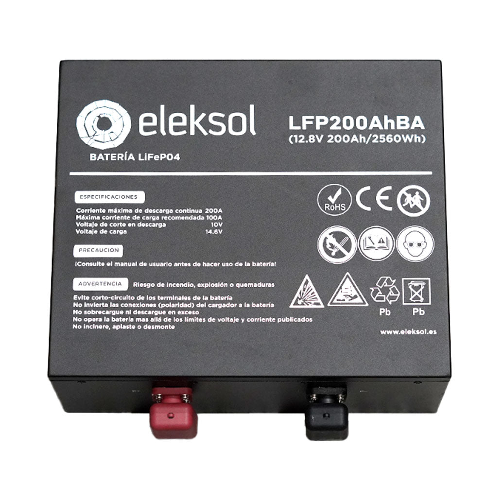 Eleksol Batería de Litio LiFePO4 Bajo Asiento Eleksol 12,8V 200Ah Bluetooth y BMS V2