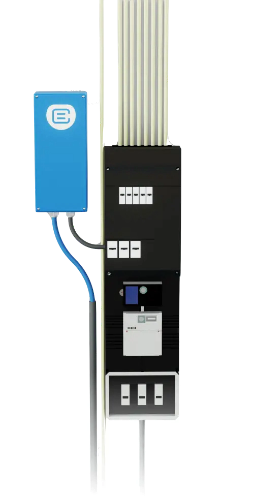 Blue Current Versteckter Ladestation 7,5m blaues Kabel 32A Typ 2